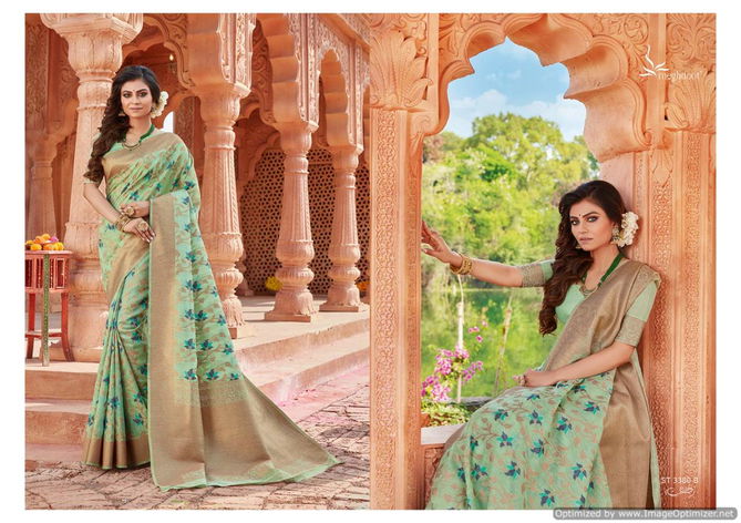 Meghdoot Mulberry New Fancy Party Wear Linen Latest Saree Collection